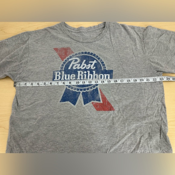 Pabst Blue Ribbon short-sleeve graphic logo t-shirt gray Men’s Sz XL - Picture 6 of 9